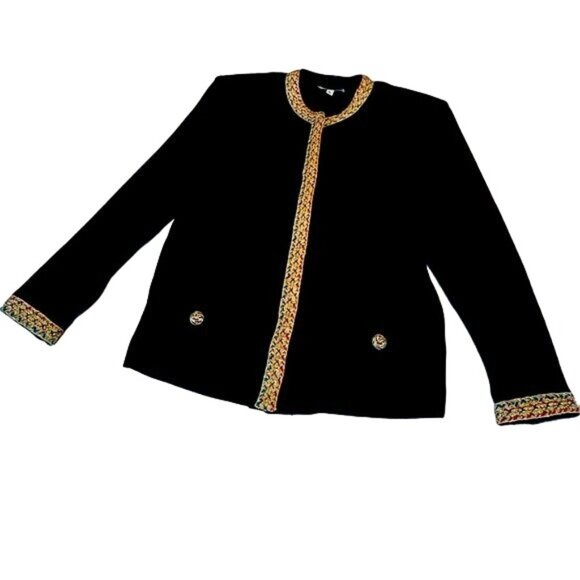 nilani Sweaters - Nilani Gold Metallic Braided Trim Cardigan Sweater Black women’s small Vintage